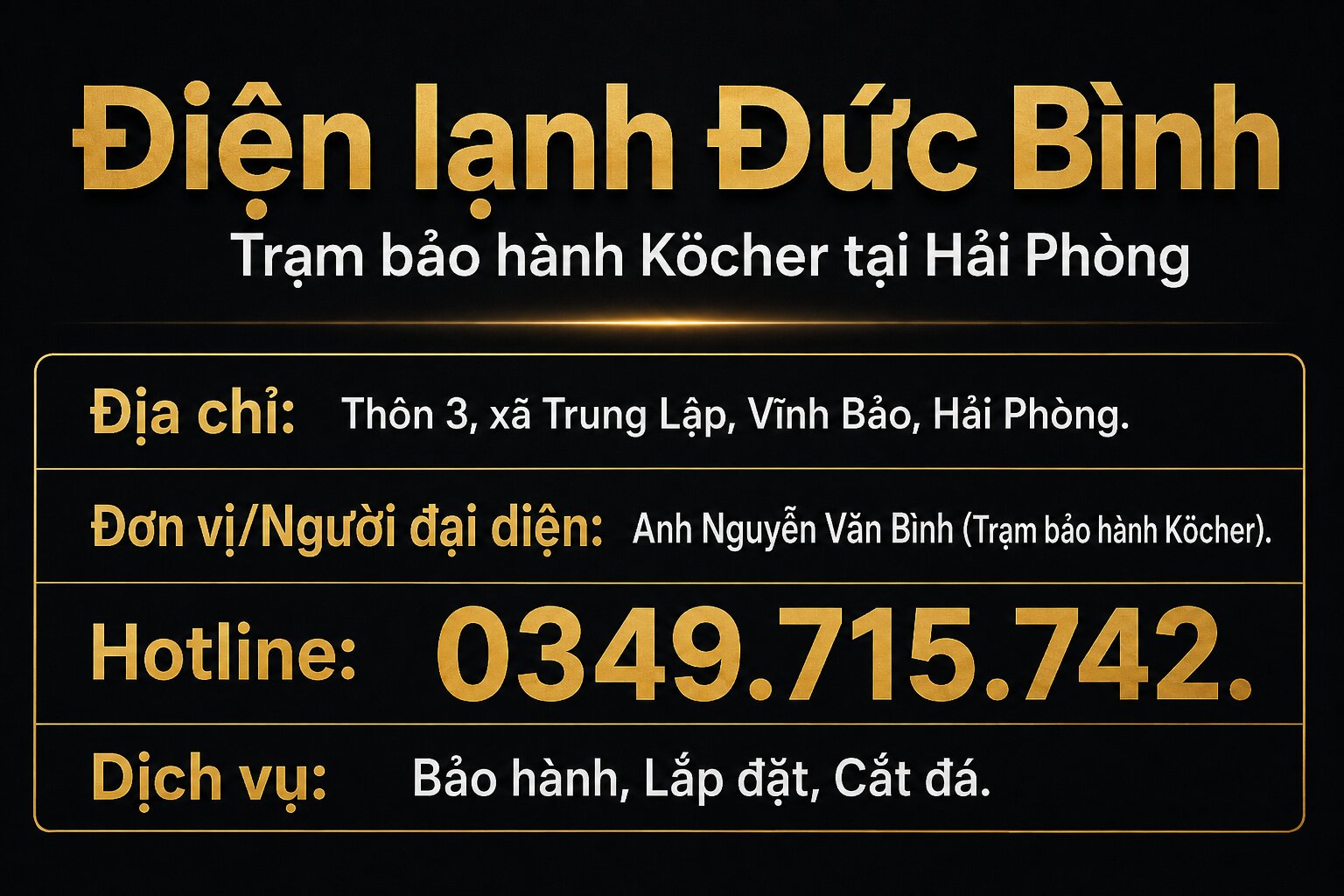 Điện lạnh Đức Bình - Trạm bảo hành Kocher sửa bếp từ Hải Phòng