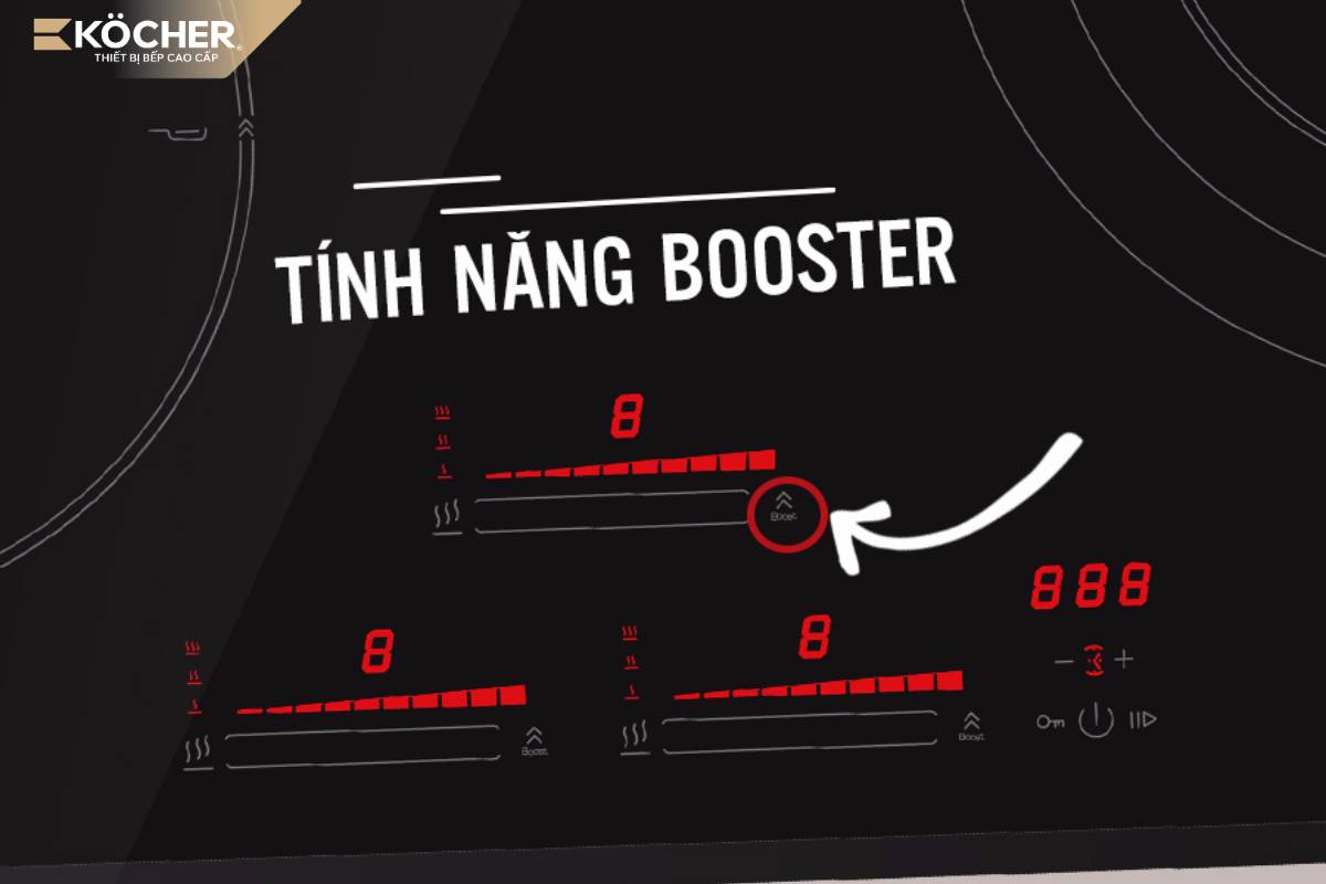 Chế độ nấu Booster của bếp từ đôi