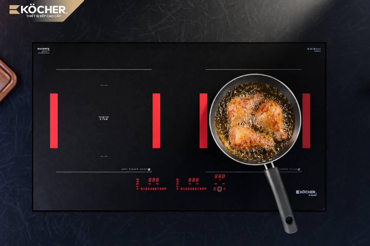 Chế độ nấu Fry trên bếp từ đôi phù hợp với các món chiên, áp chảo cần nhiệt lượng lớn