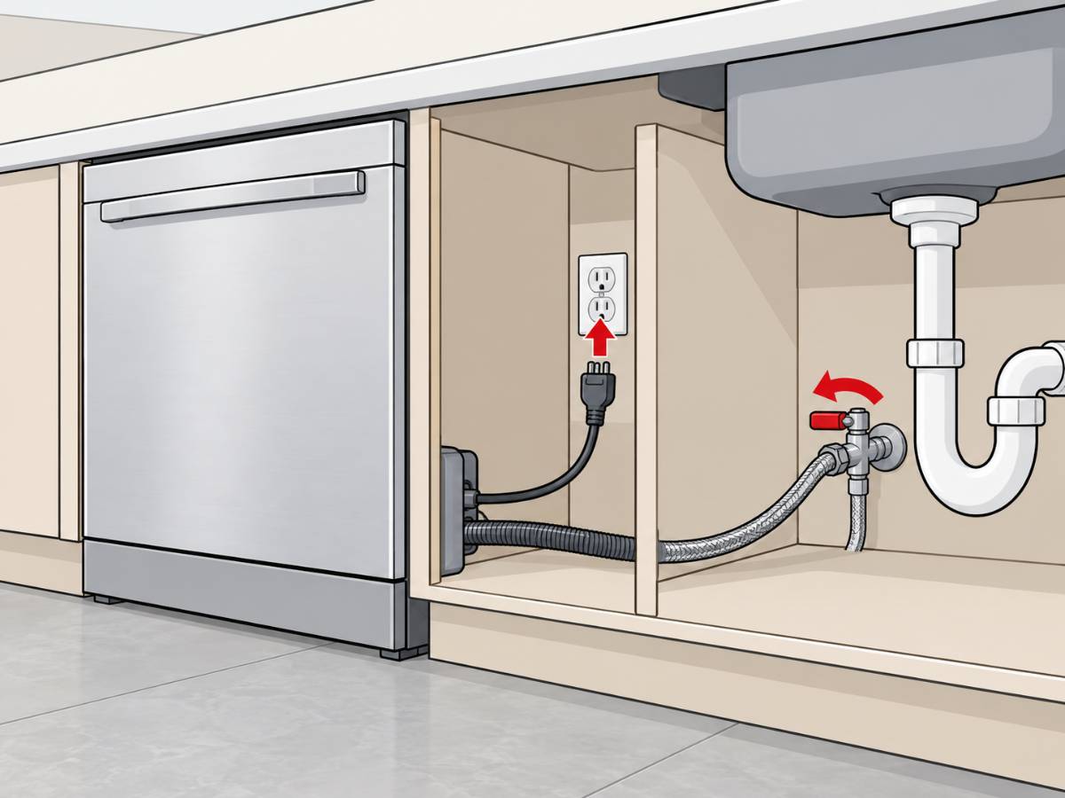 Sử dụng nguồn điện riêng cho máy rửa bát khi lắp dưới bếp từ